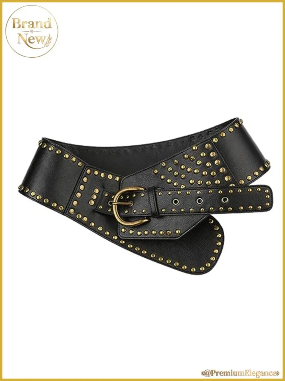 Wide Boho Leather Belt Western Chunky Oval Concho Y2K Grunge Accessory